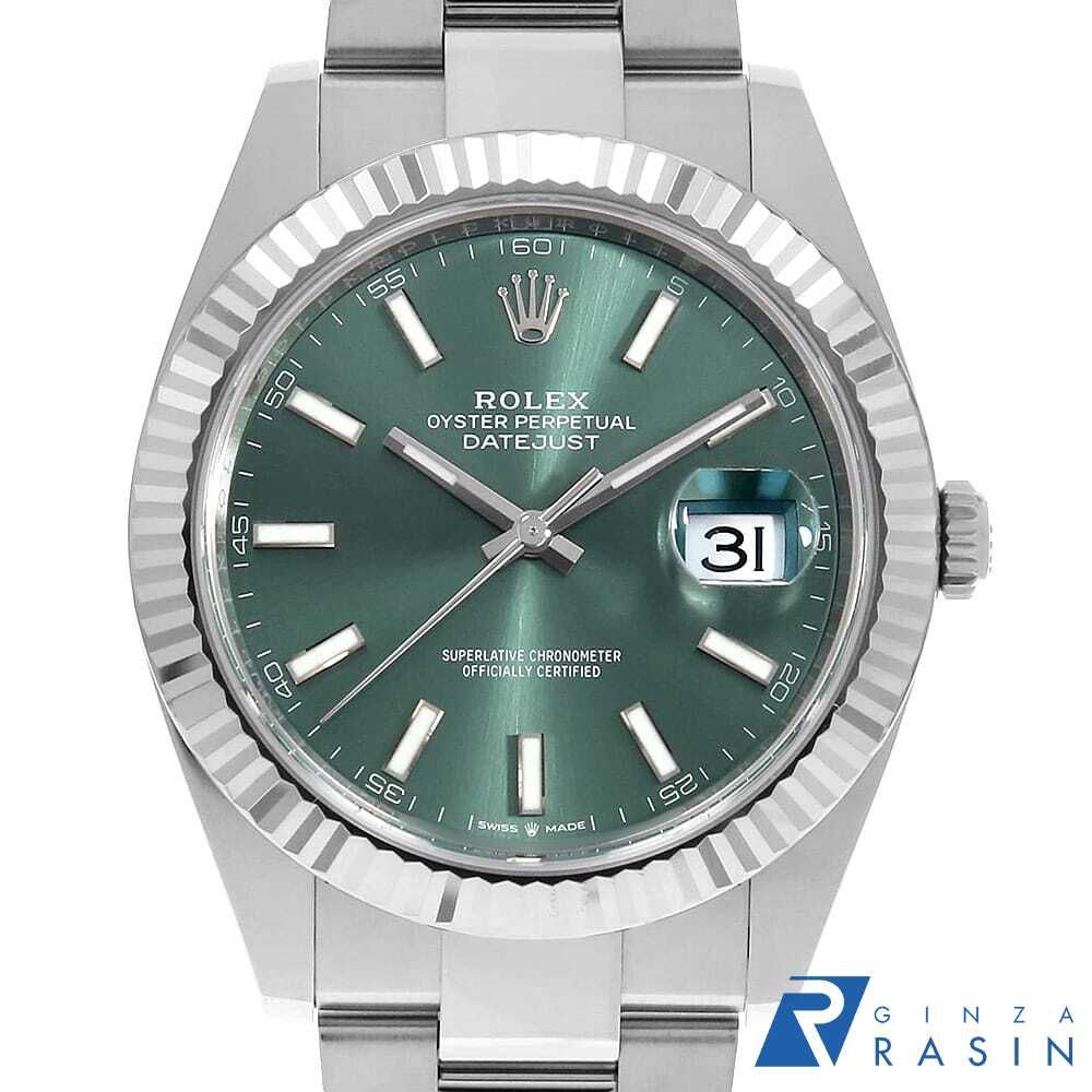 時計 mint ロレックス デイトジャスト31 278240 ミントグリーン バー 3列