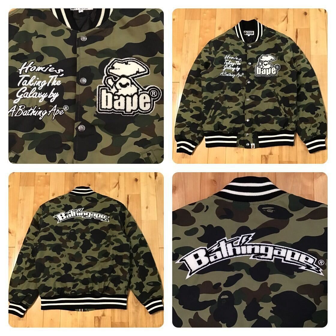 BAPE LOGO スタジャン Lサイズ 1st camo green a bathing ape varsity jacket エイプ ベイプ ア