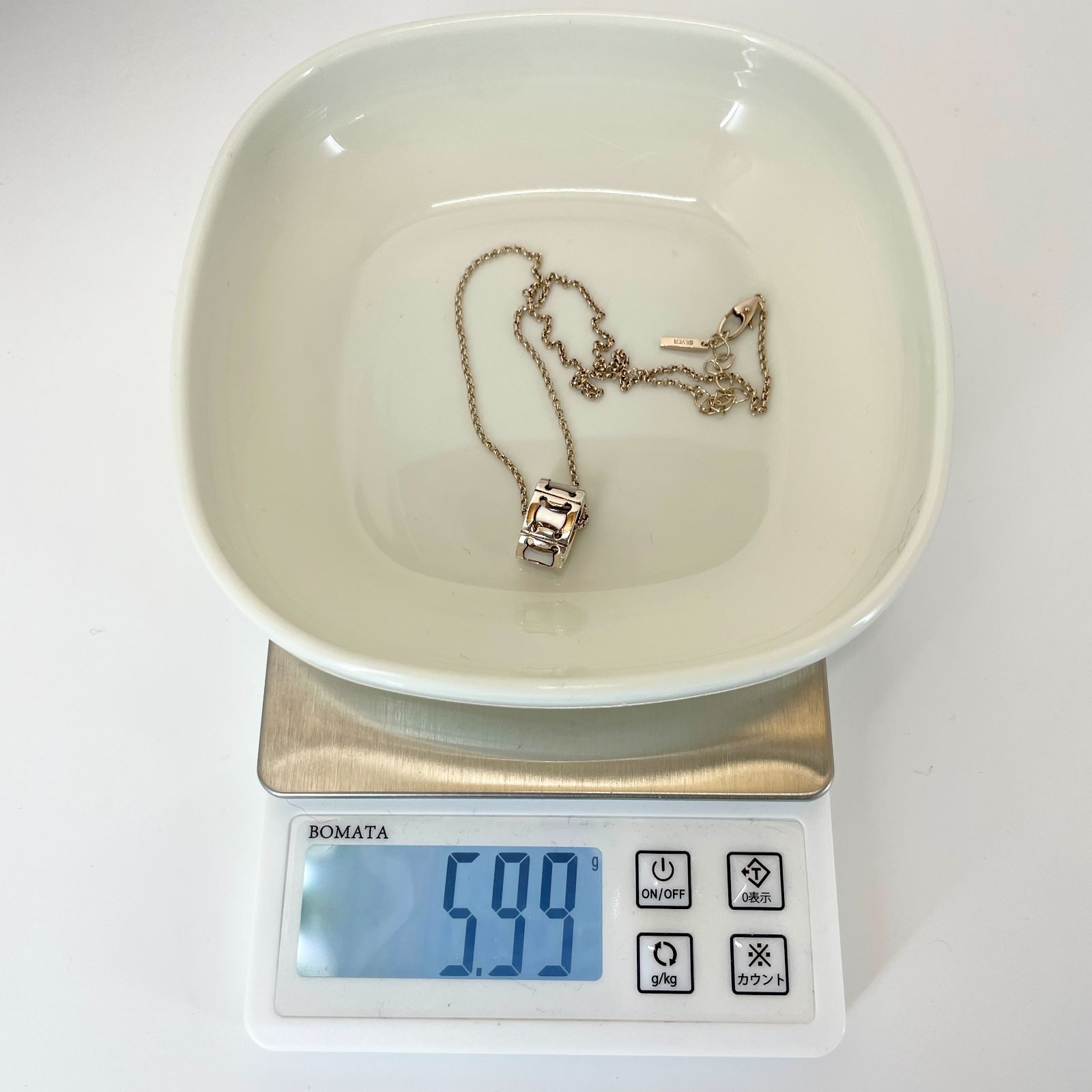 磨き済/美品 CELINE セリーヌ SV ネックレス マカダム シェル 磨き済/美品 CELINE セリーヌ SV ネックレス マカダム シェル 磨き済