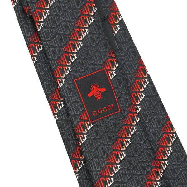 新品 グッチ GUCCI ネクタイ シルク ブラック/レッド - メルカリ 