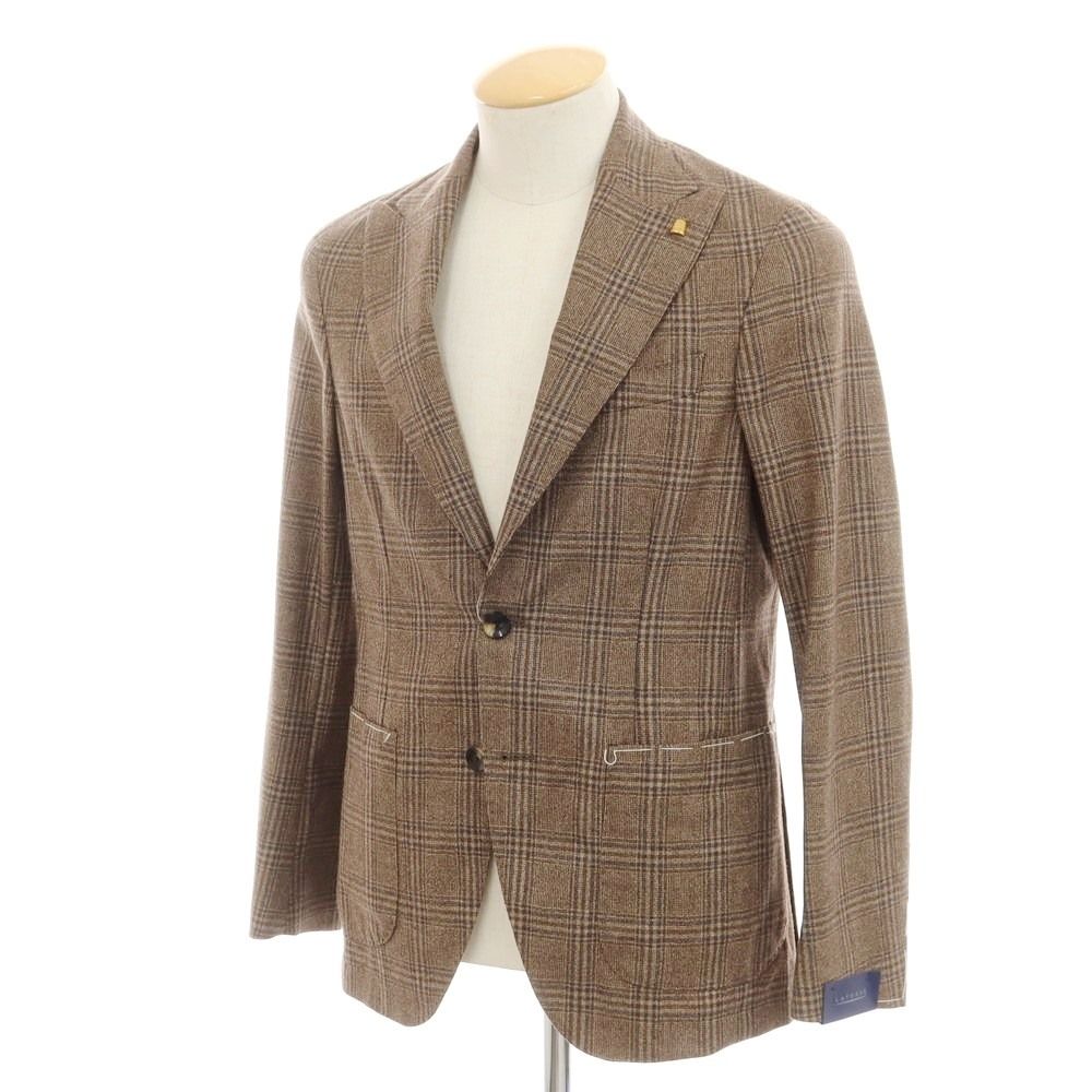サルトリア ラトーレ SARTORIA LATORRE ウール チェック テーラードジャケット ブラウンxブルー サイズ44 メンズ
