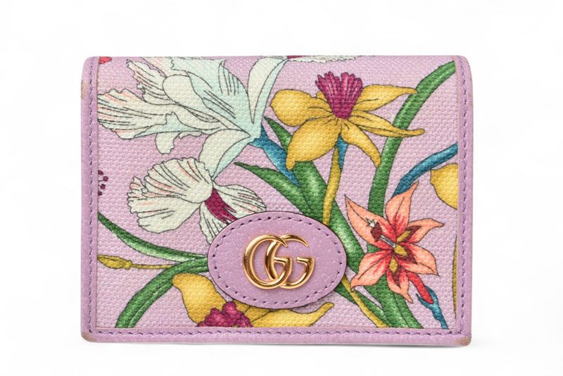 グッチ ミニ財布 GUCCI 折財布/フローラ リミテッドエディション/日本限定 キャンバス パープル 577347【中古】