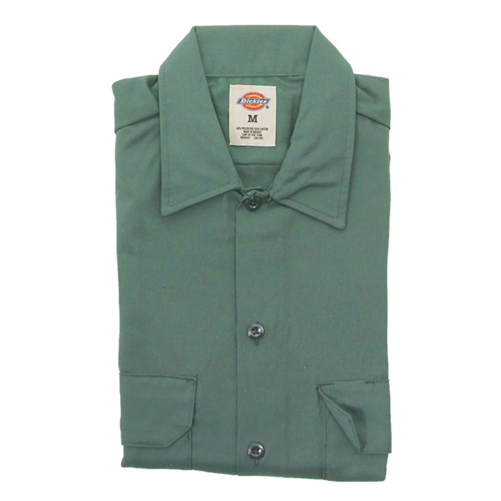 LN.リンカーングリーン  L  ディッキーズ dickies 長袖ワークシャツ ワークシャツ メンズ 作業着 作業服 長袖 オープンシャツ ロングスリーブ 無地 シンプル 仕事 メンズシャツ 普段着 おしゃれ 