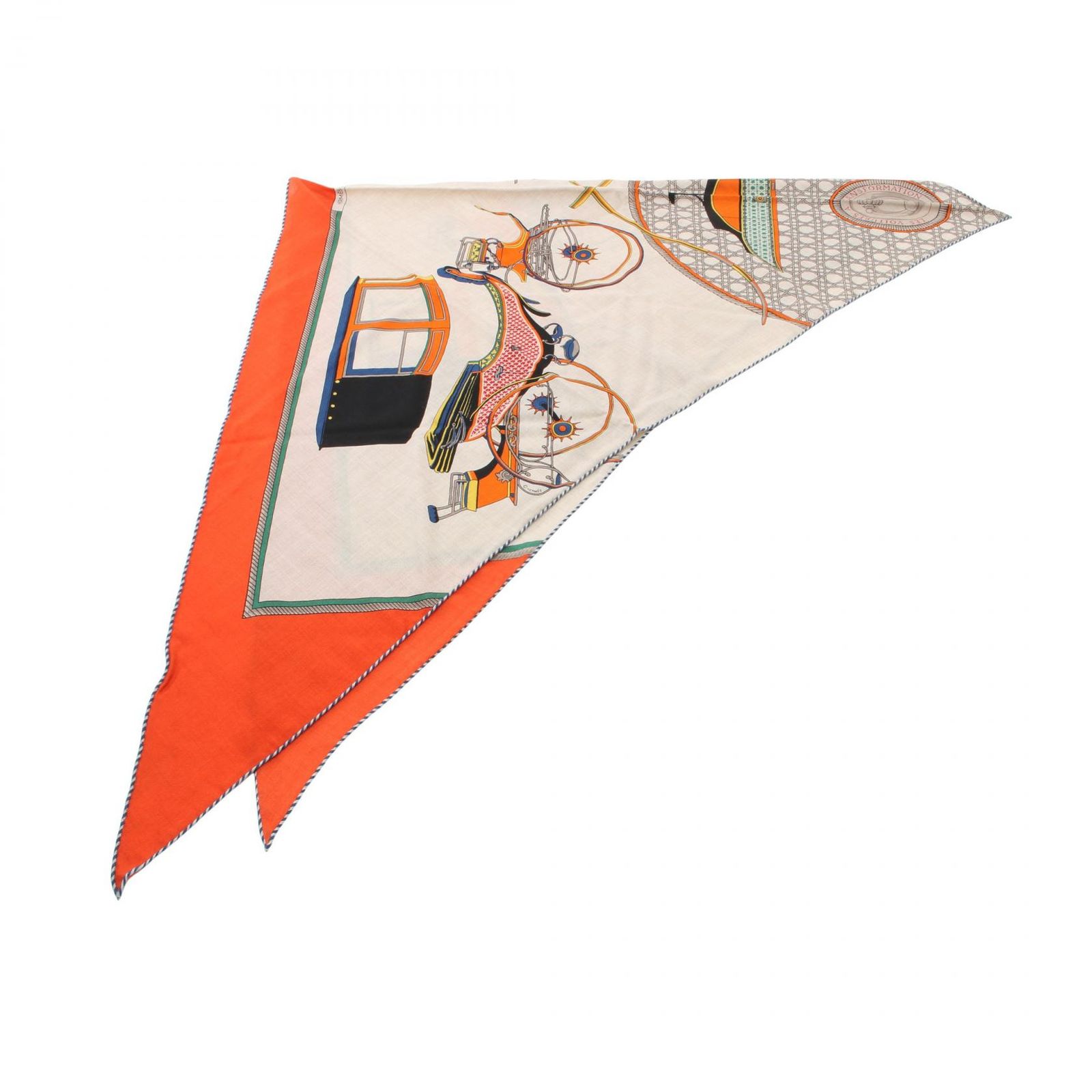 【Hermes】三角形スカーフ◇Les Voitures エルメス トライアングル ジェアン Les Voitures a