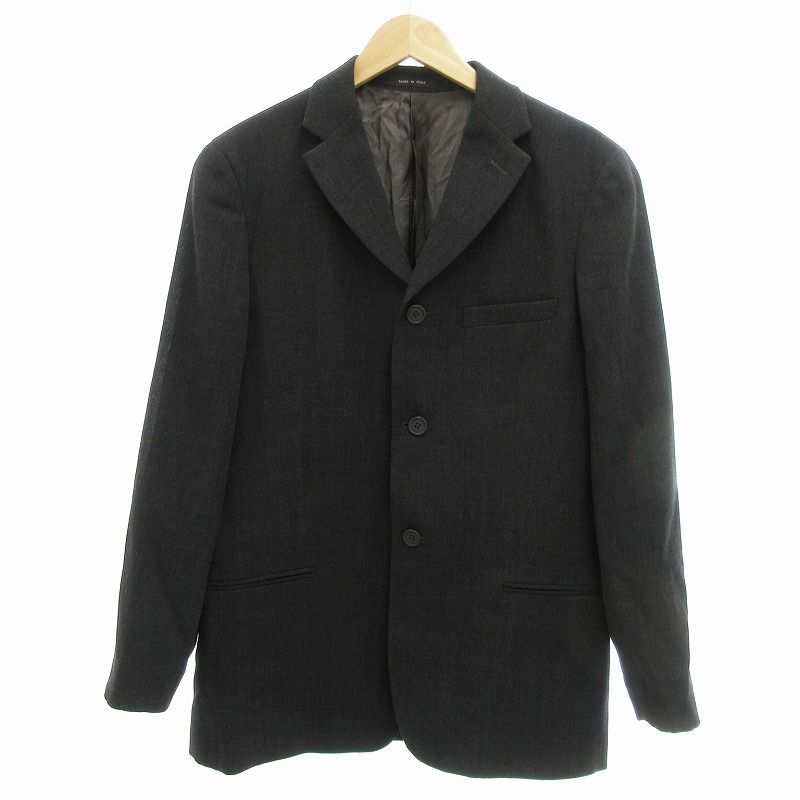 エンポリオアルマーニ EMPORIO ARMANI 美品 テーラードジャケット ブレザー フォーマル 3B ウール 48 M 黒 ブラック /JS EC