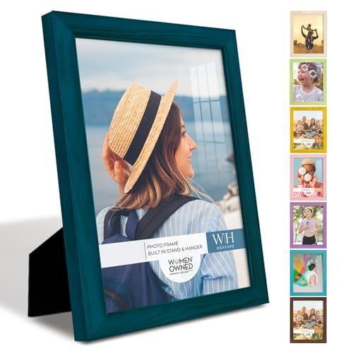 ダークブルー_六切 判 CICIDECOR 写真立て おしゃれ 木製フォトフレーム 六切判 木目 額縁 壁掛け 卓上 横縦兼用 ガラス前面板 お祝い プレゼント 写真サイズ203mm×254mm ダークブルー