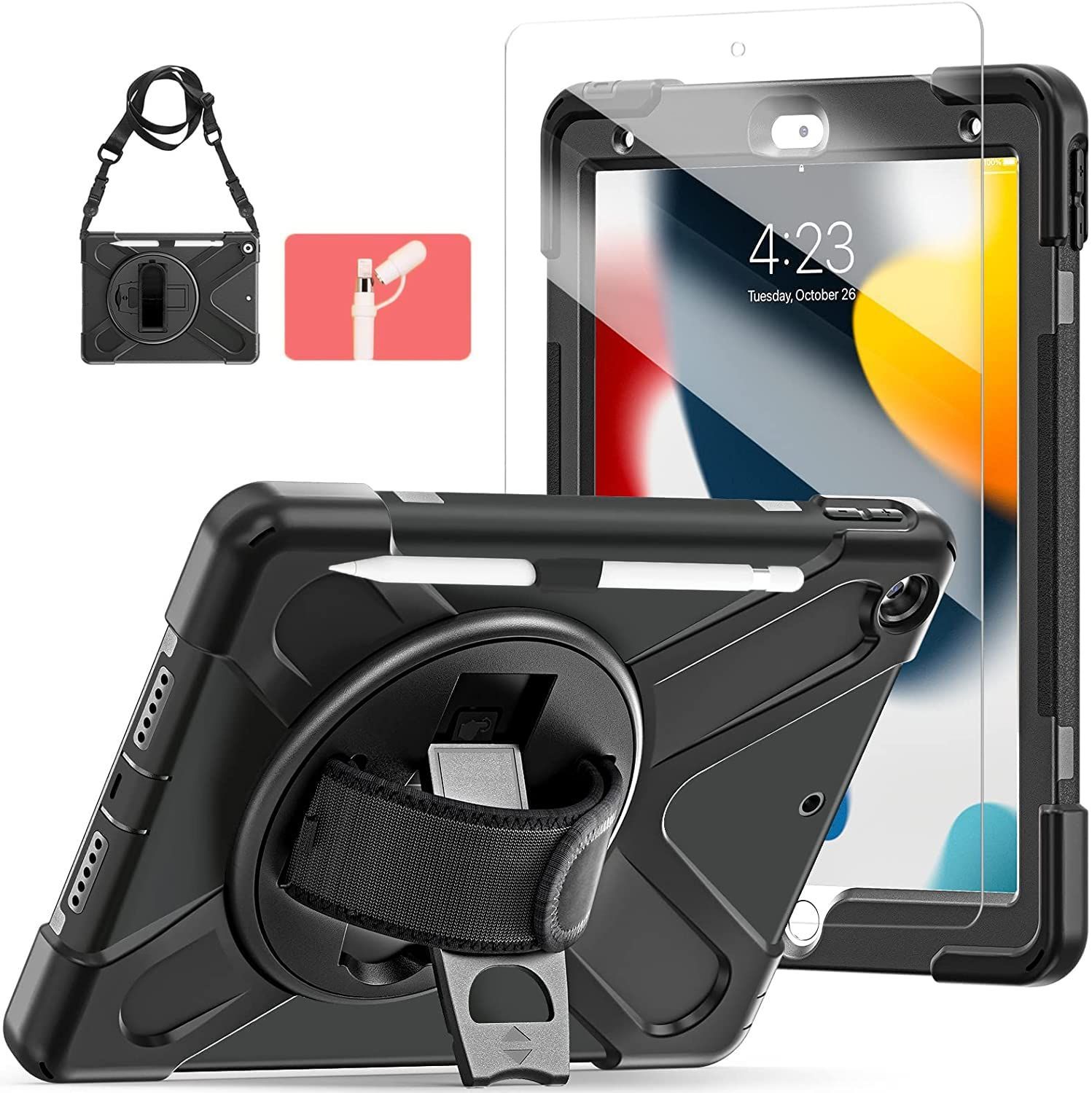 在庫処分】9世代 iPad 8世代 7世代 ケース フィルム ペンホルダー 付き