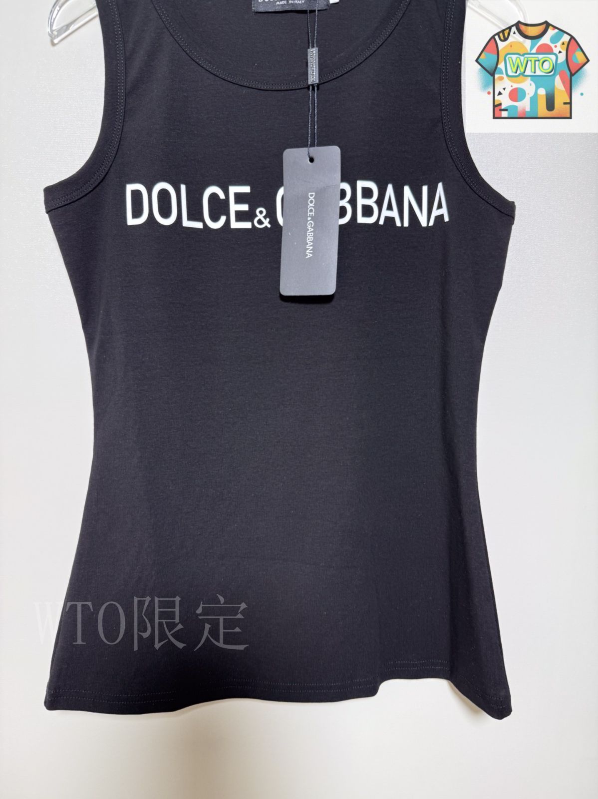 【未使用級】DOLCE&GABBANA ブランドロゴ タンクトップ 黒 42 L 今日特価】Dolce&Gabbana Logo Print Sleeveless Tank Top