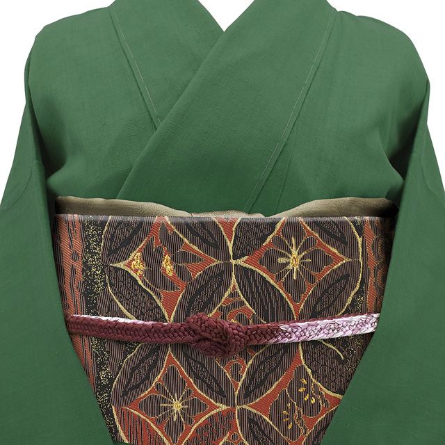 輪奈織 古代柿渋染糸使用