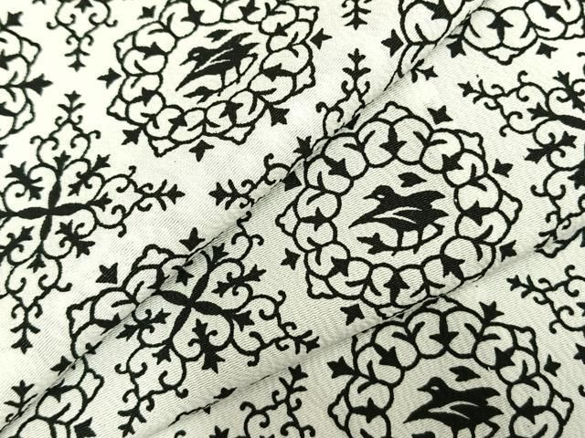 平和屋着物▽小紋 単衣 花鳥文 洗える着物 AABC0299fy