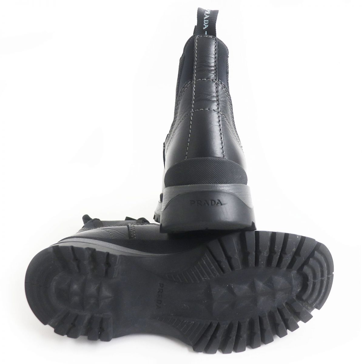 美品□PRADA/プラダ 4T3338 レザーネオプレン サイドゴアブーツ