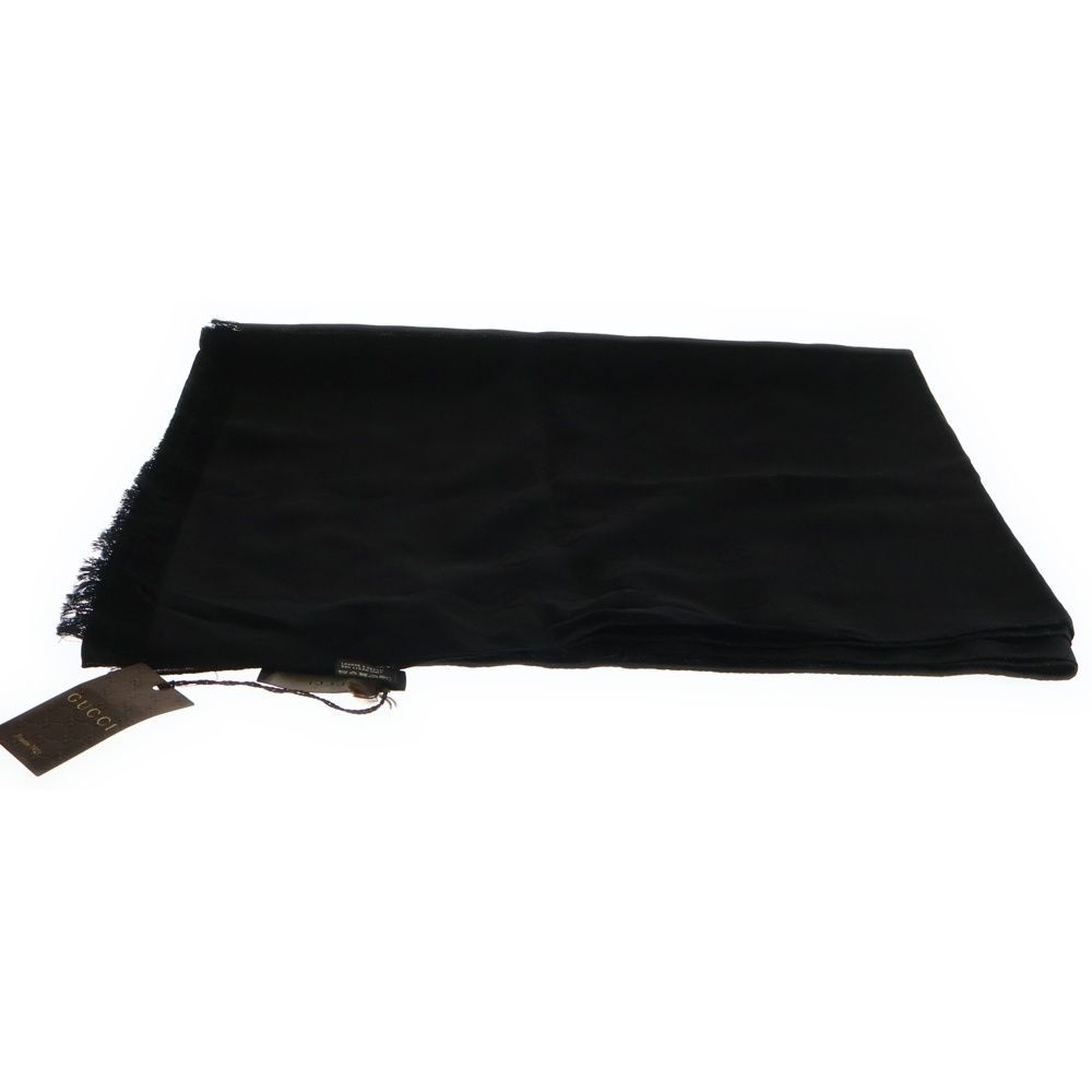 GUCCI グッチ GG柄 GGジャガード イタリア製 ウールシルク ストール マフラー ブラック 165903 3 G 646