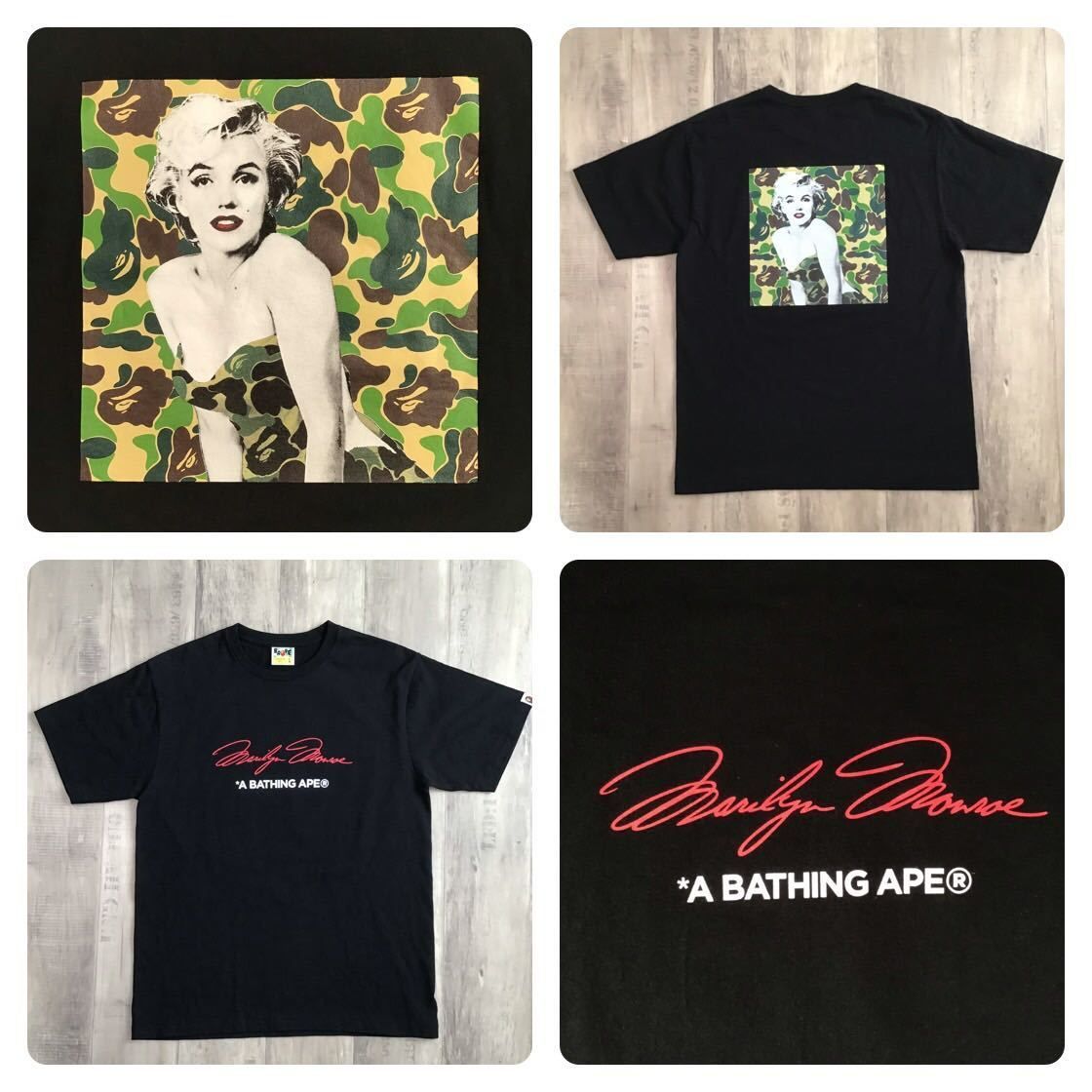 【特別送料無料！】 × モンロー マリリン BAPE bathing a Lサイズ Tシャツ camo ABC トップス