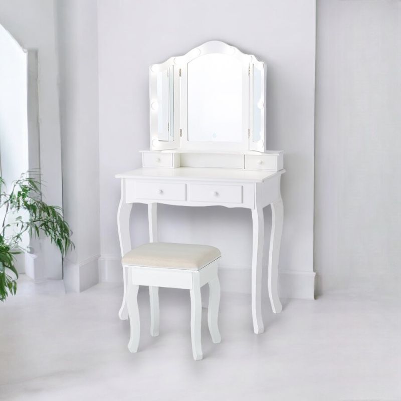 LEDライト付 三面鏡