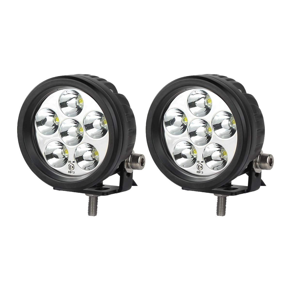 ノイズレス対策品 サーチライト 12v オフロード 24v 白光 バックランプ 兼用 1800ルーメン 防水 18W 狭角 2個 丸型 Lightronic バイク補助灯LED