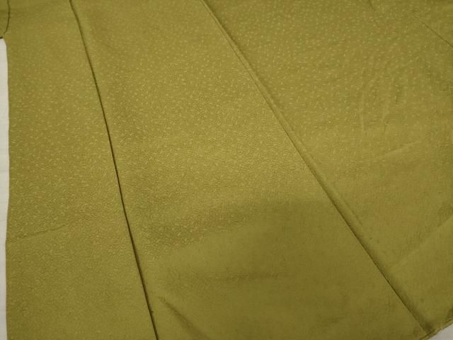 平和屋着物○上質な色無地 葉尽くし地紋 青朽葉色 正絹 逸品