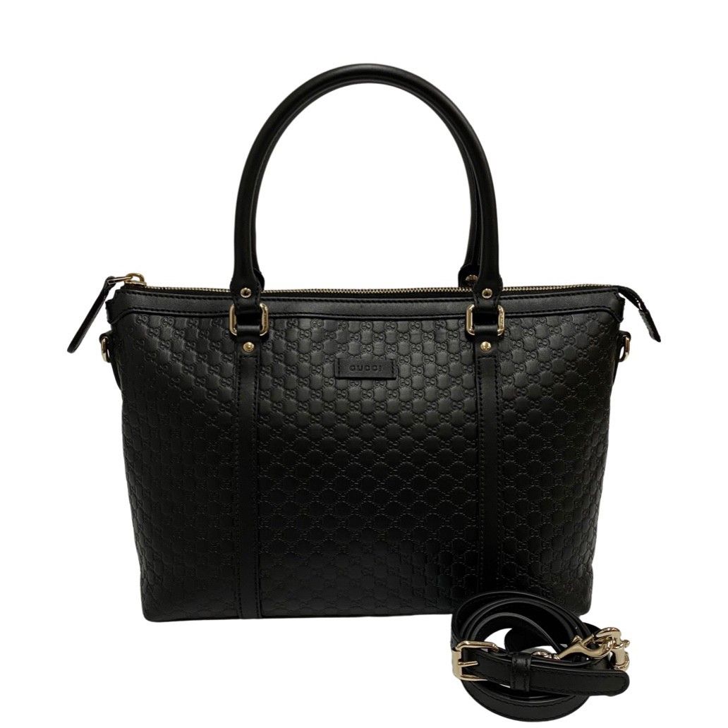 Gucci 黒 ハンドバッグ 保存袋付き GUCCI GGロゴ ショルダーバッグ 黒 レザー 保存袋付き