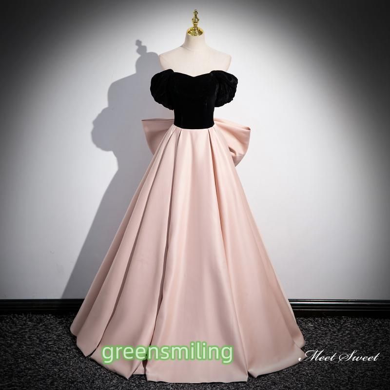 ドレス ロングドレス パーティードレス ピンク 切替 ブラック ウェディングドレス ウエディングドレス 結婚式 二次会 花嫁 前撮り 演奏会 発表会