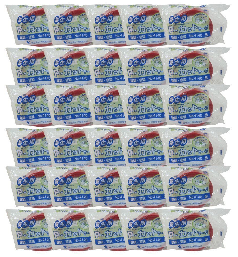 Color:赤_Style:30巻入り 【箱売り】寺岡製作所 TERAOKA NO.4140 Pカットテープ 建築・塗装養生テープ 赤 50ミリX25M(30巻入り)