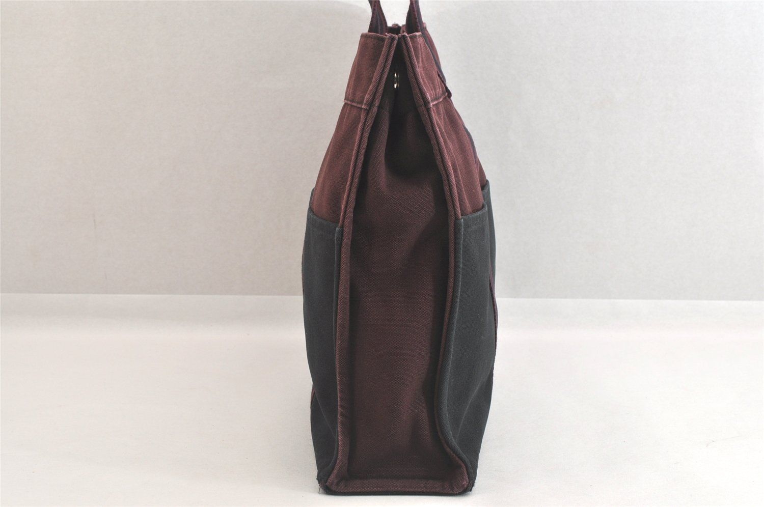 HERMES エルメス フールトゥ MM ハンドトートバッグ キャンバス ボルドー ブラック 2804N DECORATOM_COM_BR