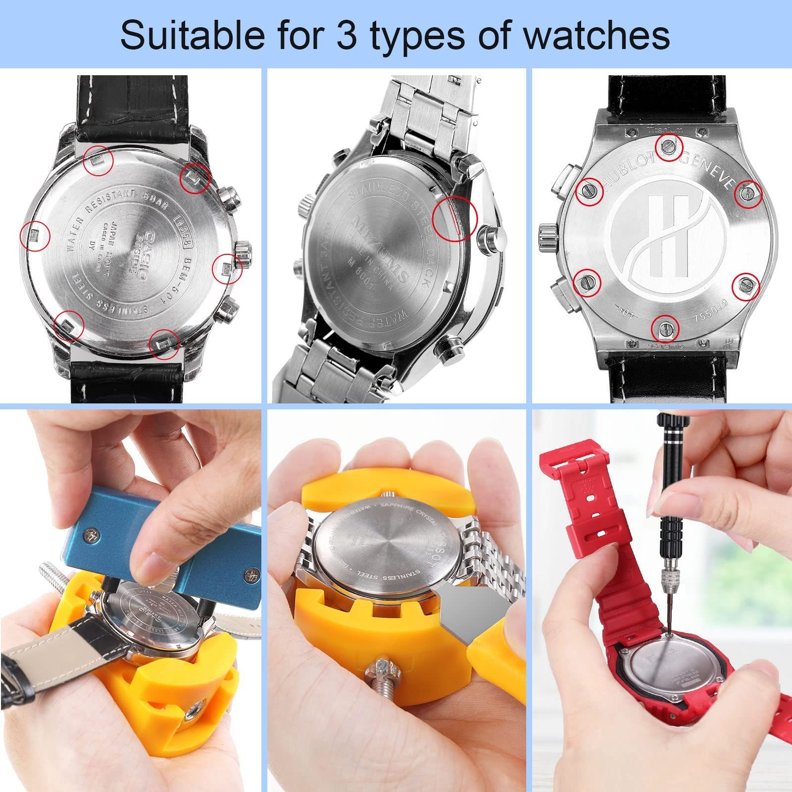 腕時計 工具 16点セット ベルト交換 電池交換 ケース付き 調整 清掃 - 時計