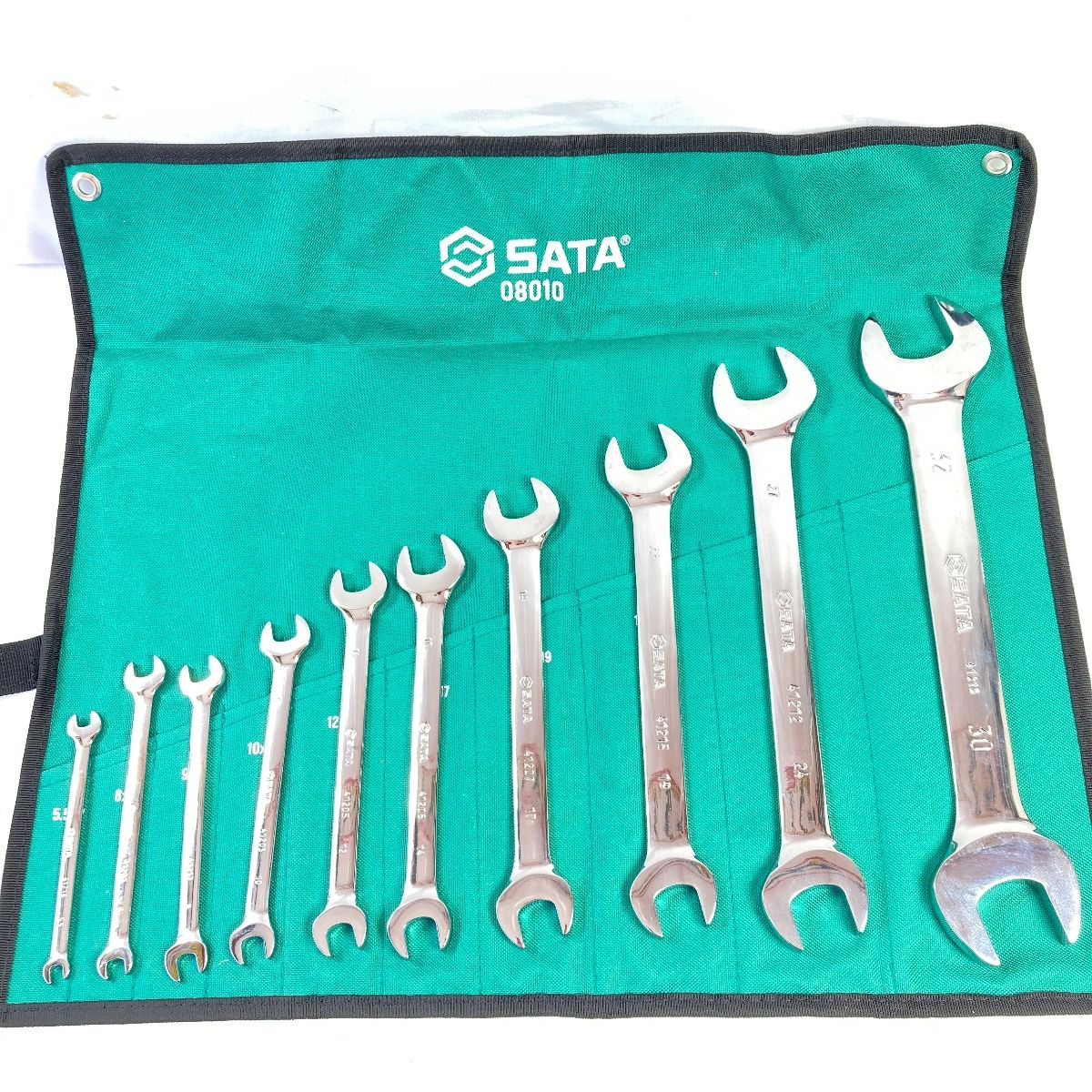 ＊＊SATA 両口スパナ 10本組 収納ケース付 5.5mm～32ｍｍ 08010 グリーン