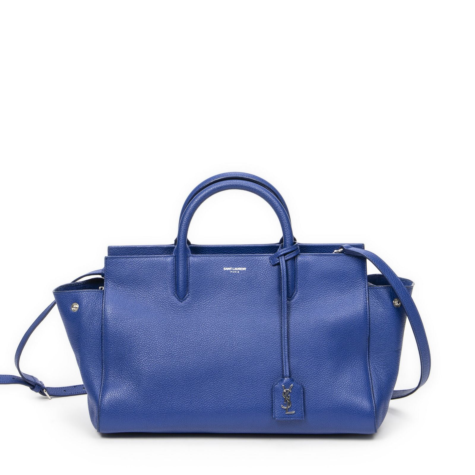 YVES SAINT LAURENT イヴサンローラン小カバス リヴ ゴーシュロイヤルブルーグレインカーフスキンレザーA