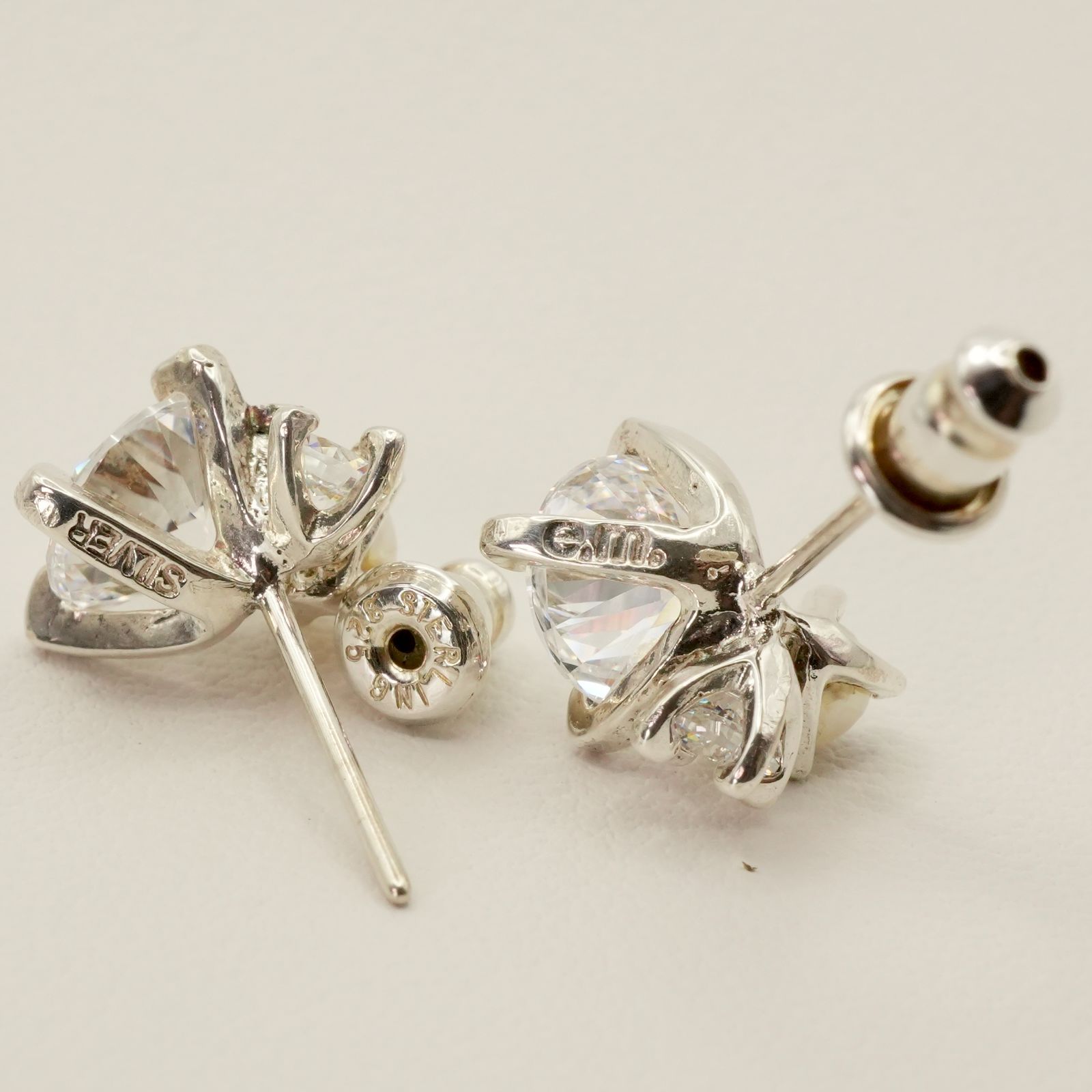 e.m. ピアス SILVER925ジルコニアフープピアス/レディース