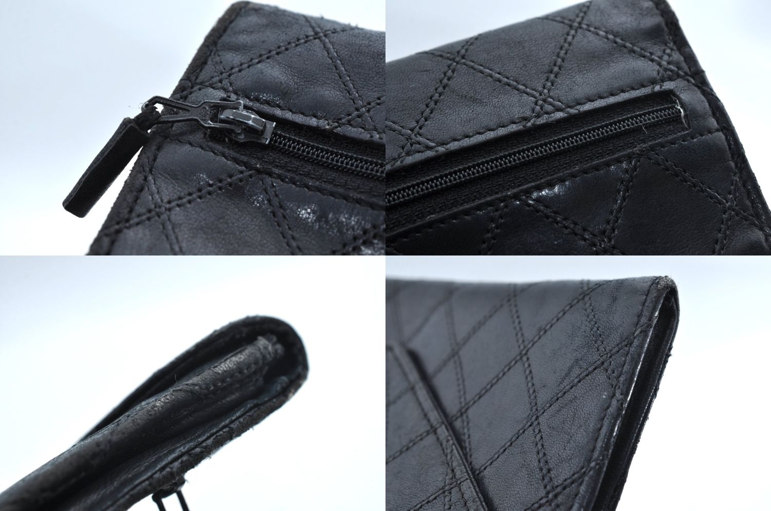 CHANEL シャネル ラムスキン マトラッセ 長財布 ブラック CC