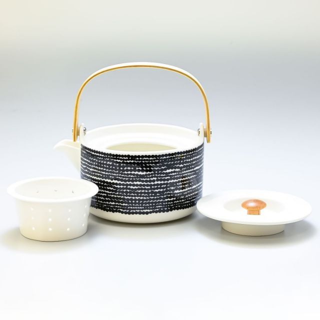 マリメッコ ティーポット ポット 急須 700 ml シイルトラプータルハ ボーダー ブラック ホワイト 063305 190