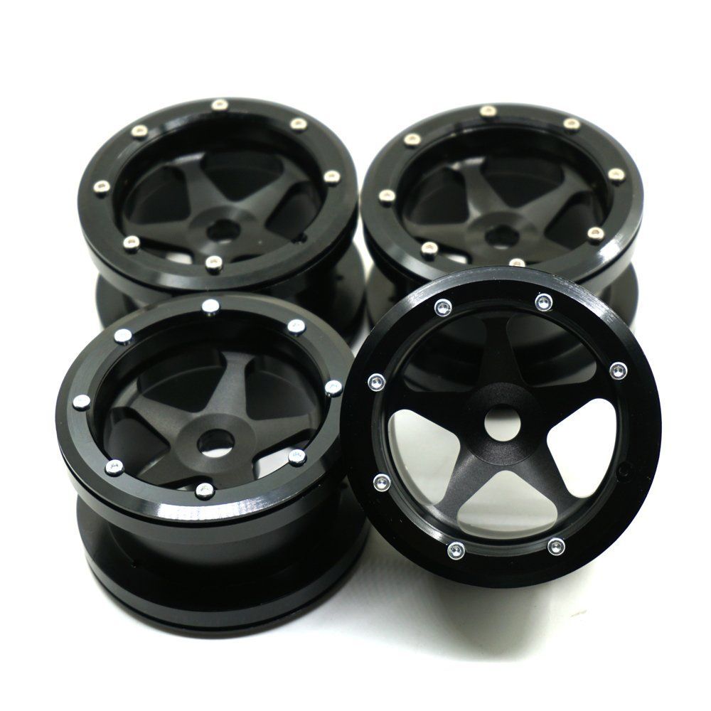 4個_ブラック ラジコン カー 2.2インチ インターナル ビードロック ホイールハブ Internal Beadlock Wheels Hub 14番 (4個， ブラック)
