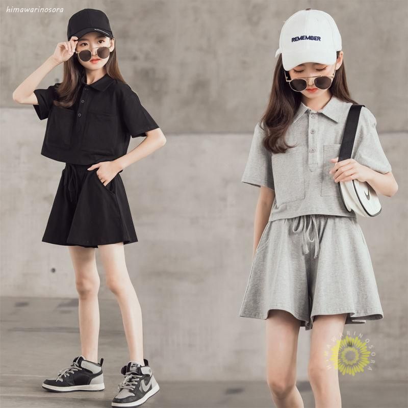 女の子ジャージ セットアップ キッズ半袖 Tシャツ スカート 夏2点セット スウェット 子ども スポーツウェア
