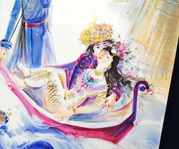 質コニシ】【Meissen/マイセン】陶板画 ゴンドラ アラビアン