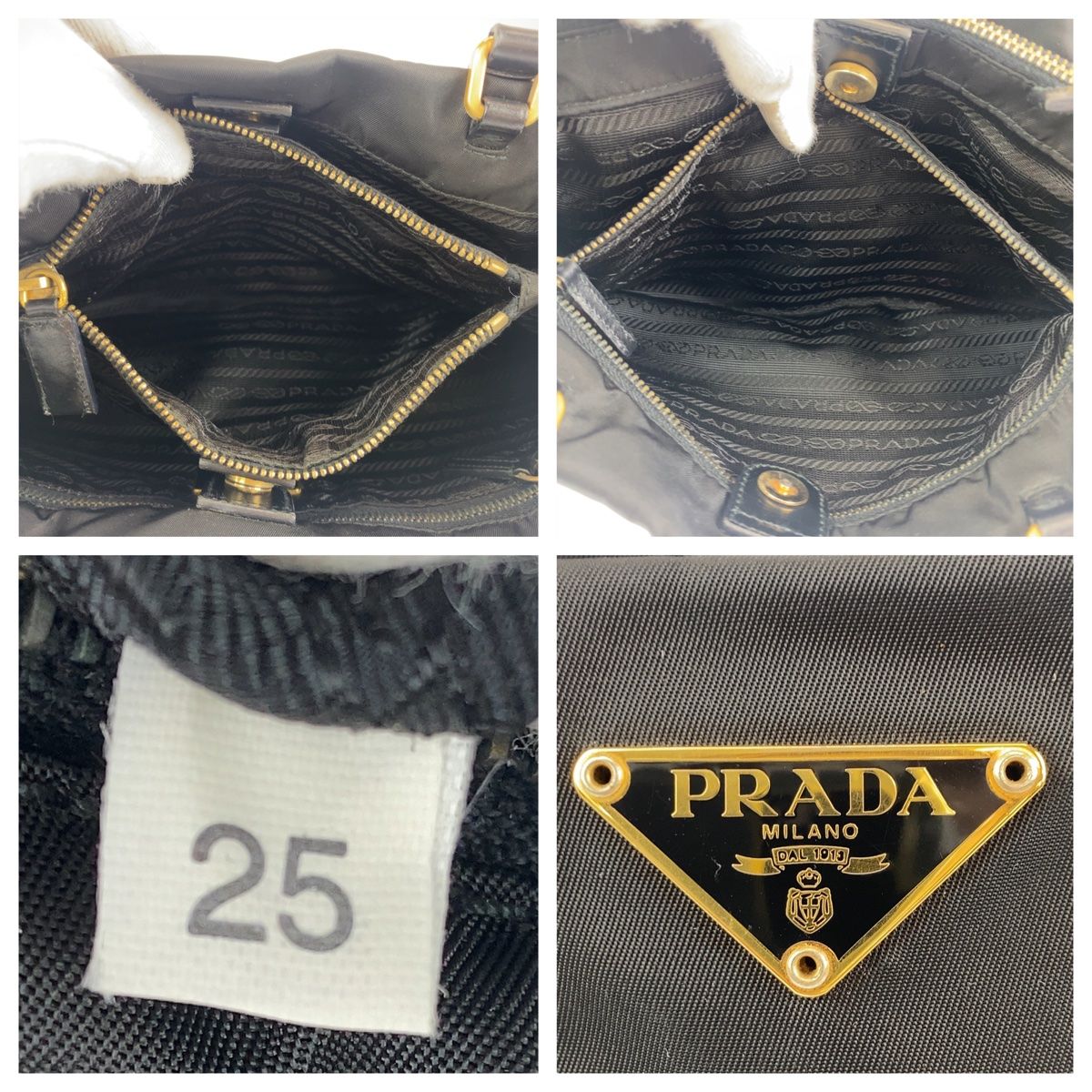 プラダ 三角ロゴ トートバッグ ハンドバッグ   ナイロン ゴールド金具　黒うさぎちゃんのバッグ
