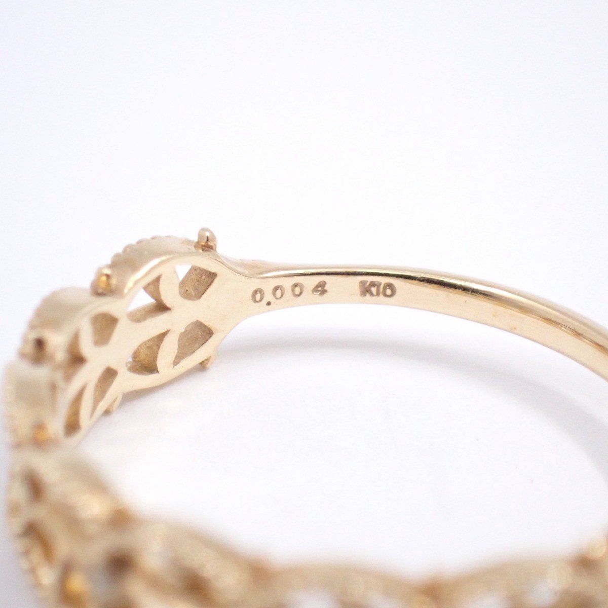 ○agete K10ダイヤモンドリング 13号○ K10 ageteコットンレース