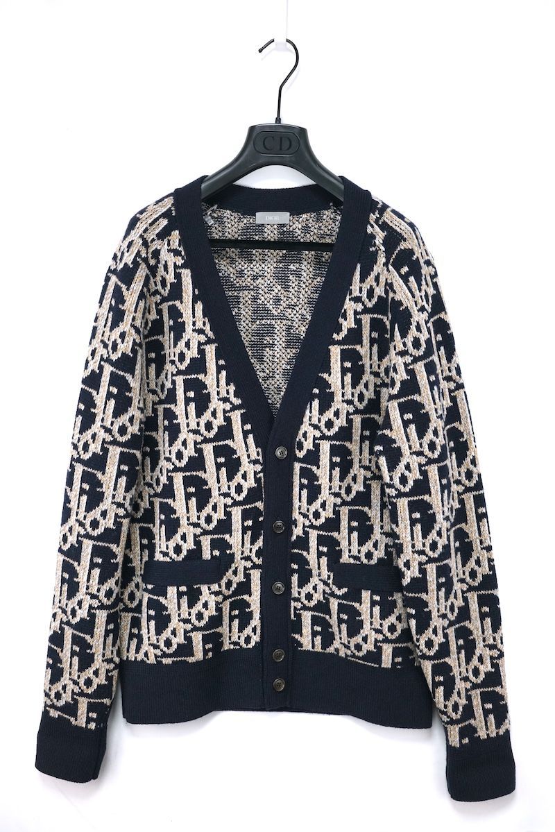 2022AW DIOR ディオール オブリーク 総柄 ウール ニット カーディガン