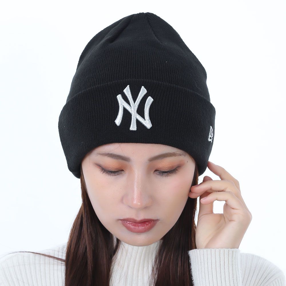 新品　NEW ERA ニューエラ 60691271 BLK ニューヨーク・ヤンキース MLB メタリックブラックカフニットビーニーハット/ニット帽