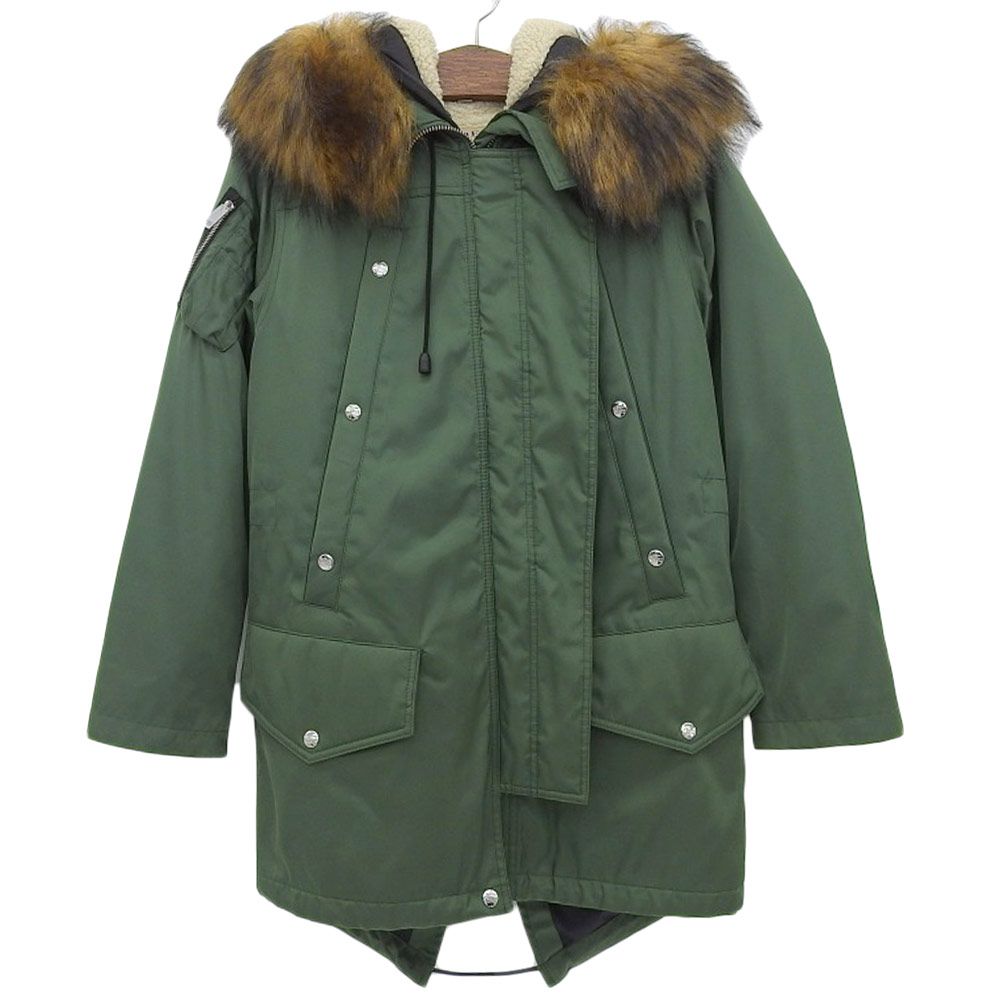BURBERRY LONDON バーバリーロンドン 3WAY 中綿 N-3B フェイクファー ライナー付きモッズコート レディース グリーン S 44589 S