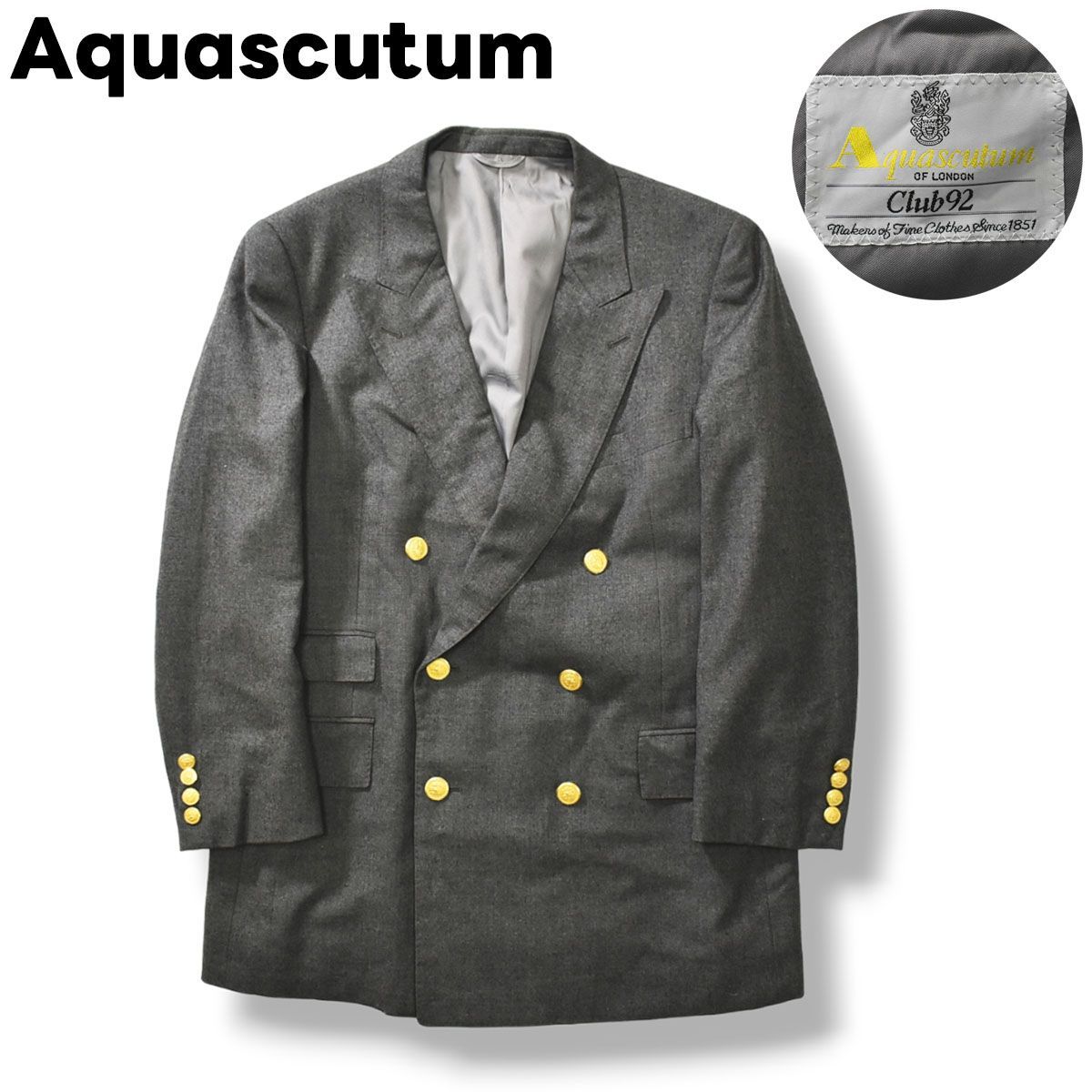 aquascutum 金ボタン メンズ ジャケット グレー - スーツ