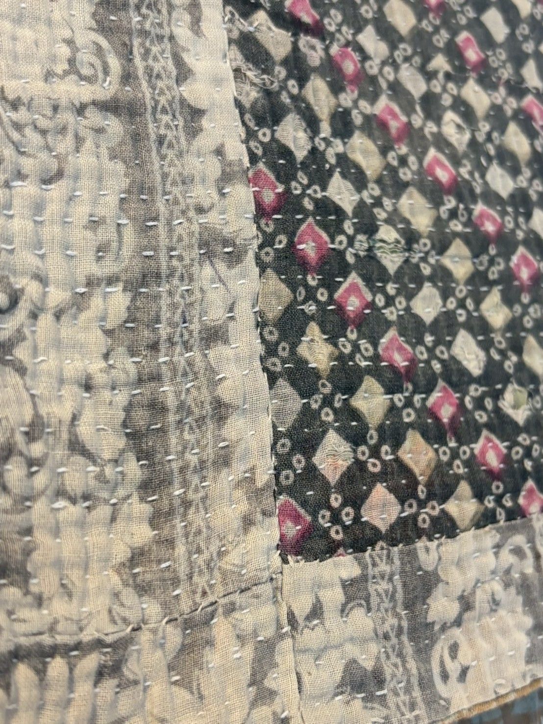 グドゥリー インド 刺し子 ラリーキルト ヴィンテージ ファブリック ハンドメイド パッチワーク エスニック テキスタイル リメイク 手仕事 布 生地 伝統工芸 アート NEXPOTALLINN_EU