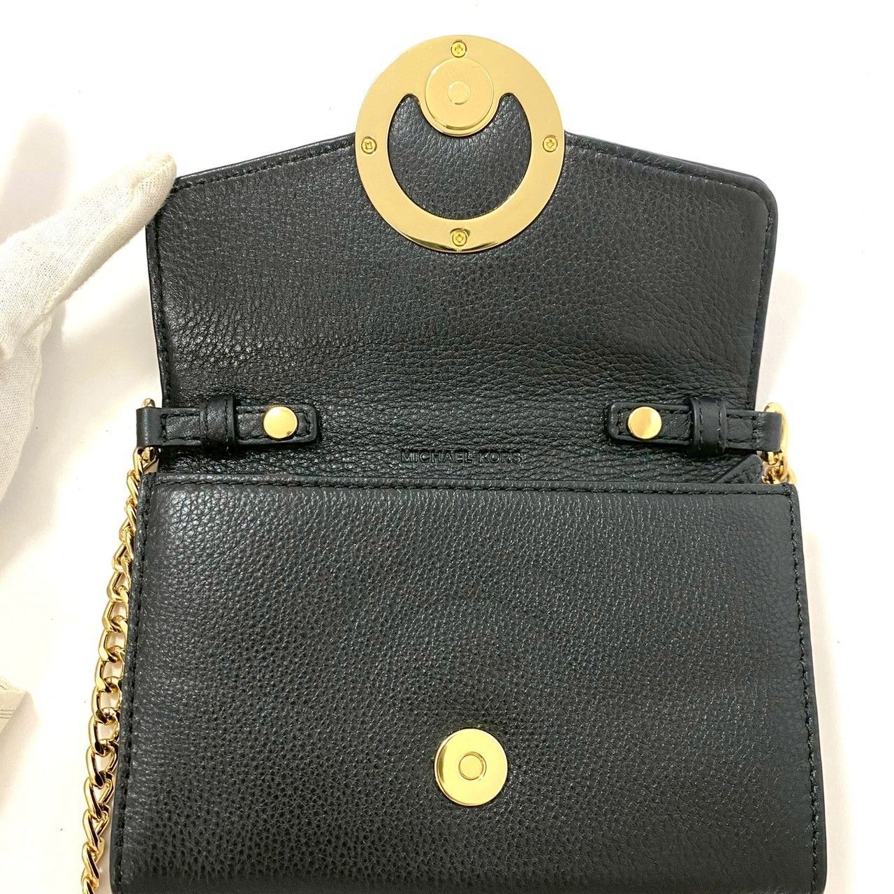 M【MICHAEL KORS】MKロゴ チェーン ミニ ショルダーバッグ レザー