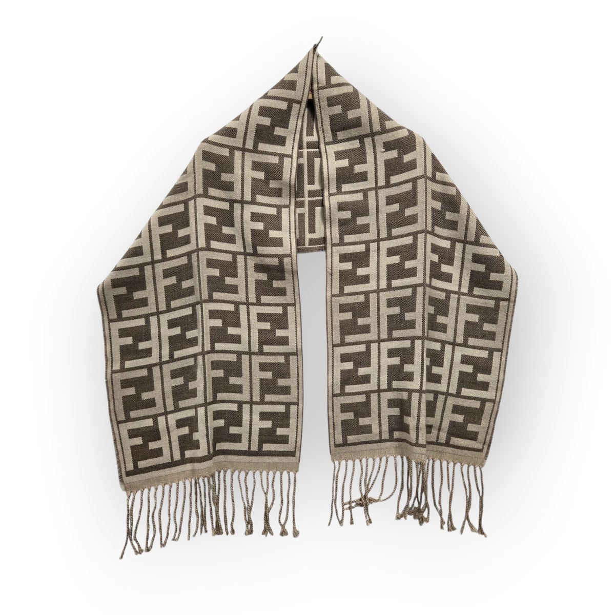 FENDI フェンディマフラー ズッカ柄 イタリア製 ウール100 希少］FENDI