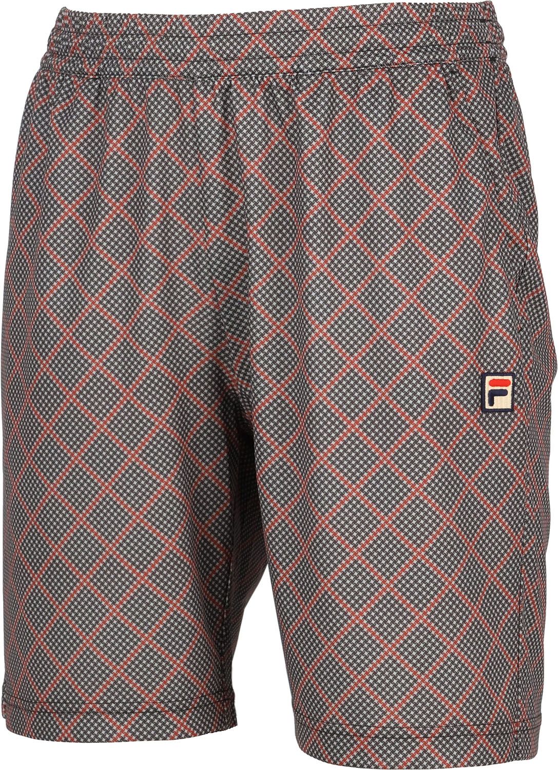 フィラ FILA テニス ハーフパンツ メンズ 男性 大人 ショート 半ズボン ボトムス ウェア ロゴ グレンチェックプリント 部活 クラブ サークル スクール 練習 試合 トレーニング EM0261 08Z ブラック