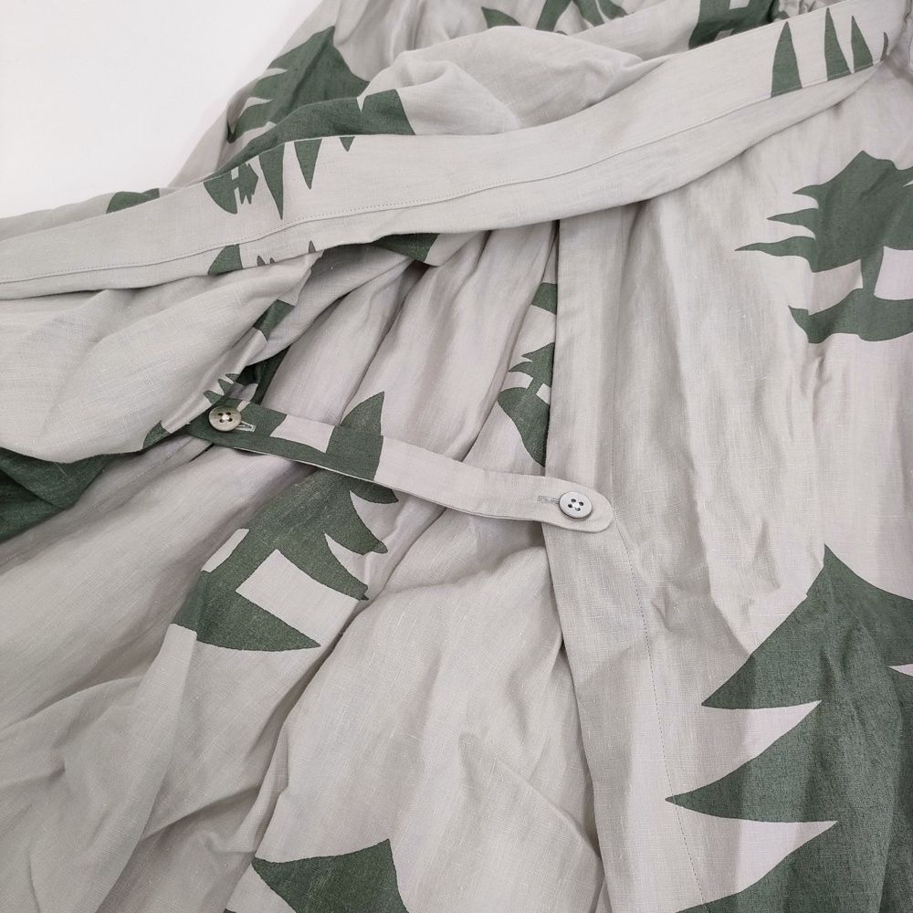 mina perhonen mori no umi 25周年記念 復刻 ラップスカート 巻き 定50000円 ys5227s グレー グリーン レディース ミナペルホネン 5-0902M GULLKHAN_COM