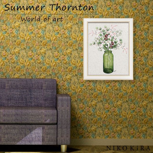 大型油彩画 肉筆 風景画 森林水面 金色額縁 インテリア 美術品