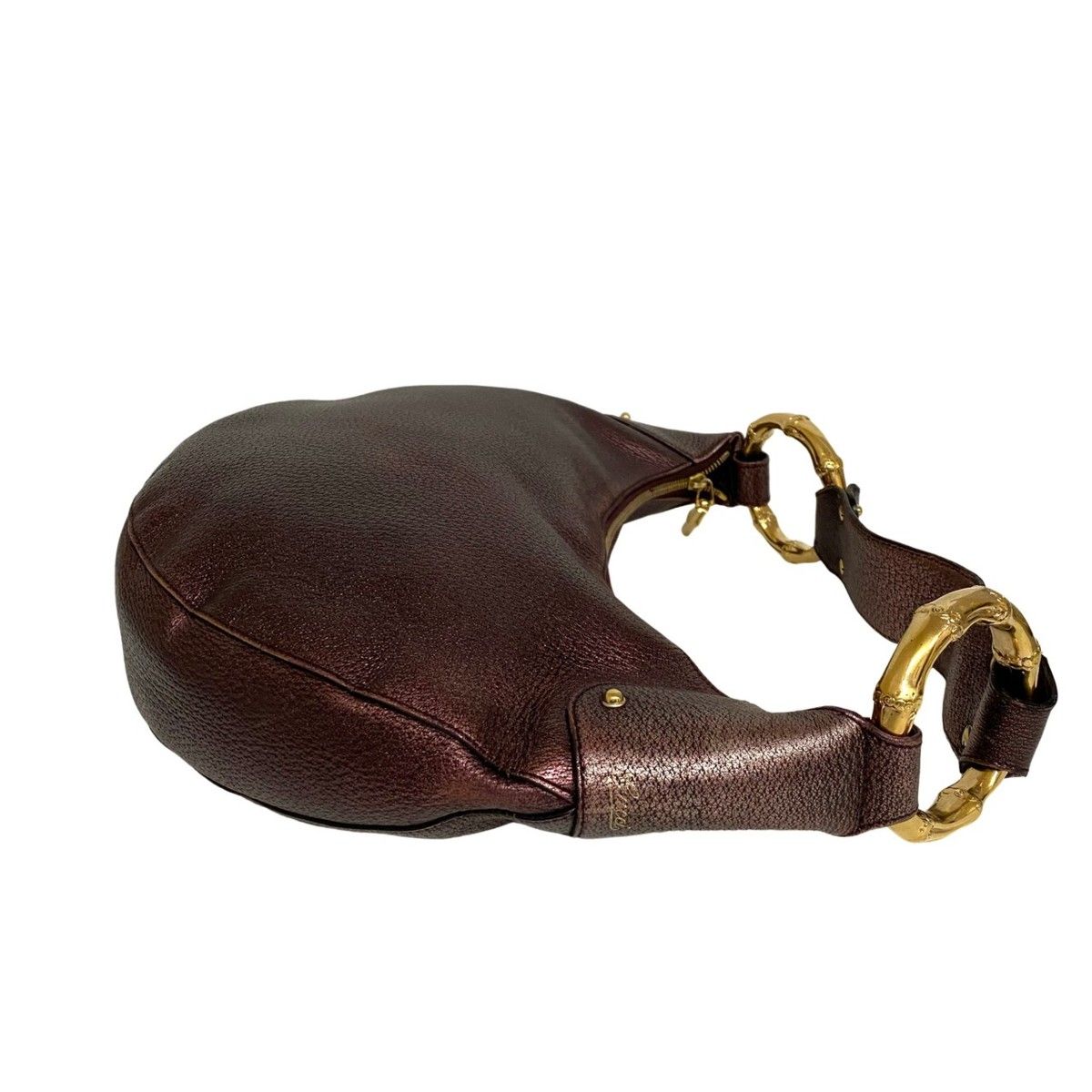 極美品 GUCCI グッチ バンブー レザー 本革 セミ ショルダーバッグ 