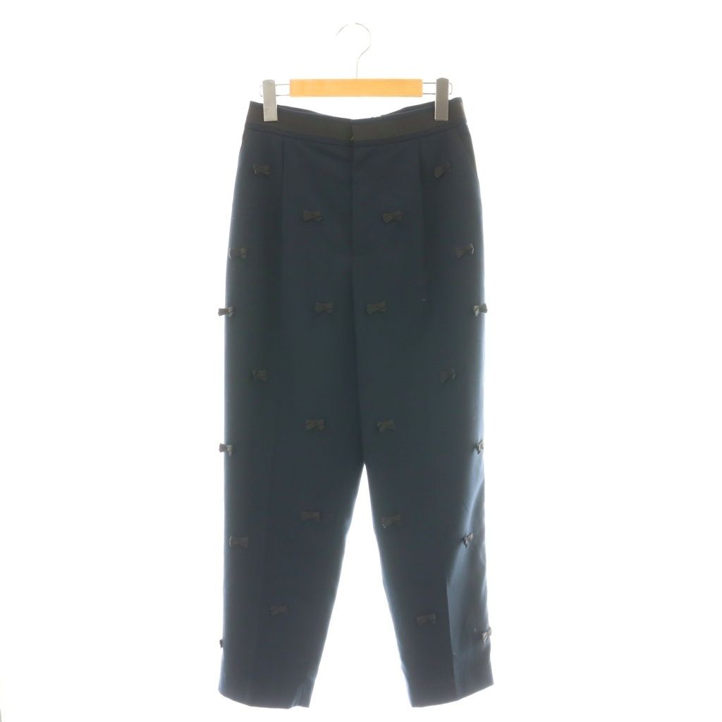 ミュベール muveil リボン テーパードパンツ スラックス 36 紺 ネイビー AT OS