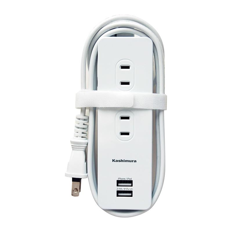 カシムラ 国内・海外両用電源タップ AC4P USB2P 3A WH 1.2m NWM-6 ホワイト 0