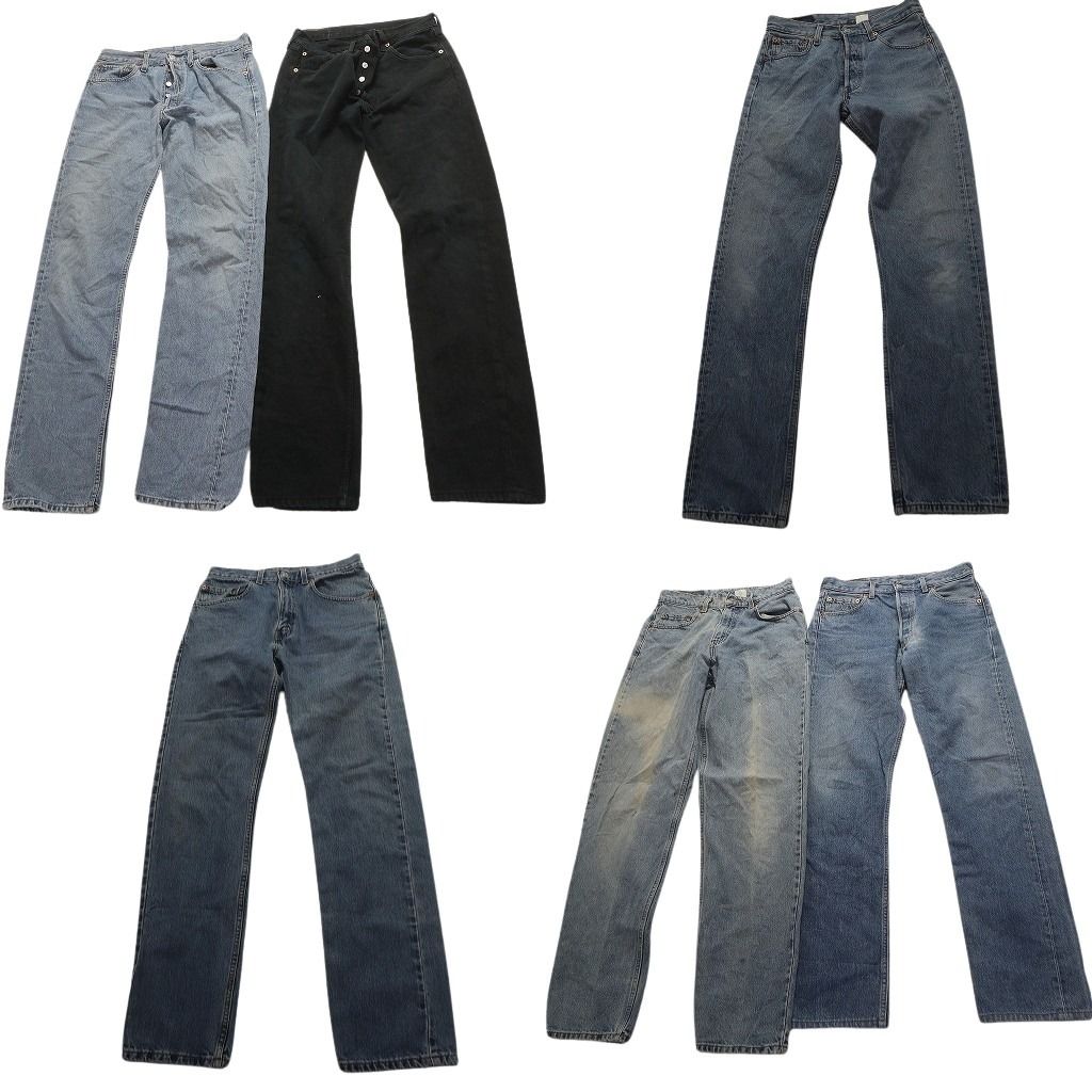 古着卸 まとめ売り リーバイス 紙タグ デニム パンツ 6枚セット (メンズ 31 /30 /29 ) 501 505 550 ブラックデニム  古着 MY1920