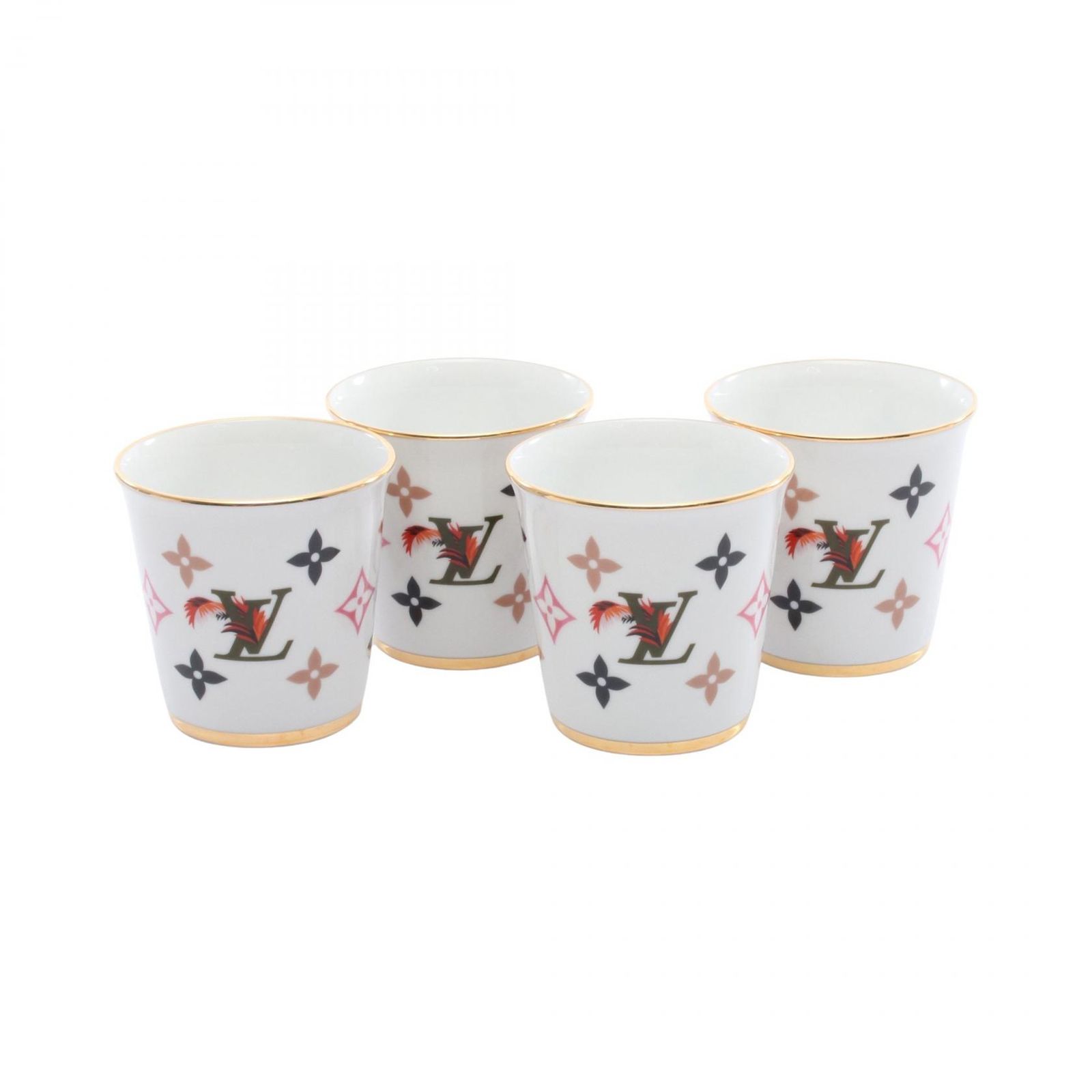 ルイ ヴィトン LOUIS VUITTON 食器 セット4 ゴブレ モノグラム ホワイト その他 コップ4点セット ユニセックス Used A